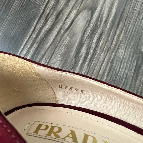 Prada NEW Authentic Burgundy Suede Platform Block Heels with Snakeskin Detail - Picture 8 of 14
